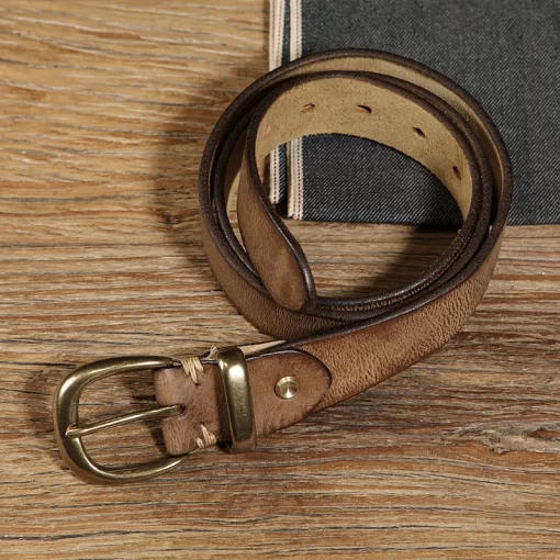 3 3cm Width Women s Genuine Leather Vintage Belt Luxury Copper Buckle Belt High Quality Cowskin 2