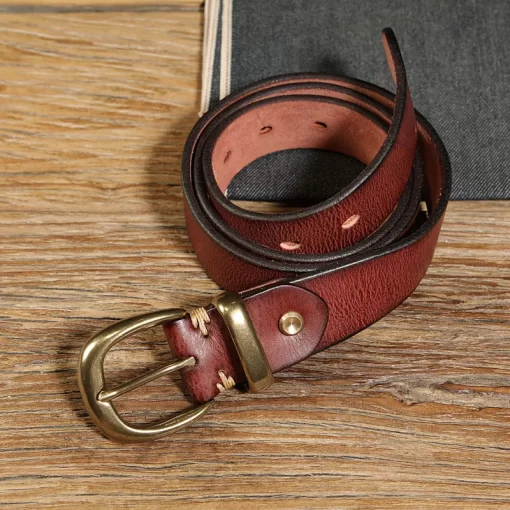 3 3cm Width Women s Genuine Leather Vintage Belt Luxury Copper Buckle Belt High Quality Cowskin 3