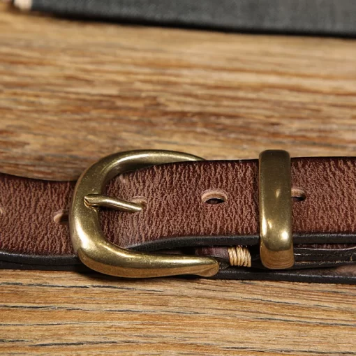 3 3cm Width Women s Genuine Leather Vintage Belt Luxury Copper Buckle Belt High Quality Cowskin 4
