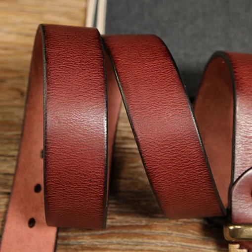 3 3cm Width Women s Genuine Leather Vintage Belt Luxury Copper Buckle Belt High Quality Cowskin 5