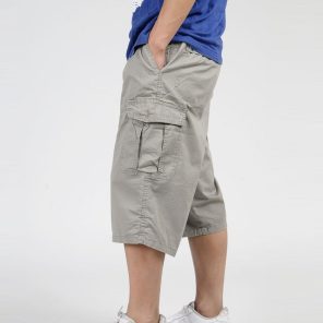 3 4 Pants Men Summer Multi pocket Baggy Cargo Cotton Calf Length Pants Casual Trouser Male 3.jpg 640x640 3