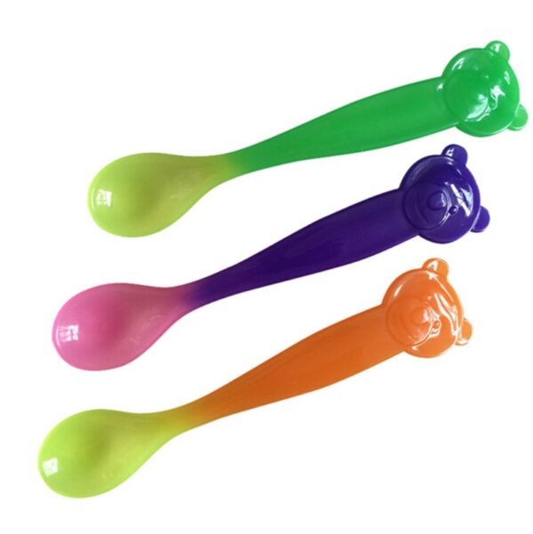 3 Colors Temperature Sensing Spoon for Kids Boys Girls Silicone Spoon Feeding Baby Spoons Baby care