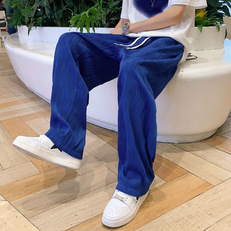 3 color Pleated Pants Men Fashion Casual Wide leg Pants Mens Japanese Streetwear Loose Straight Ice
