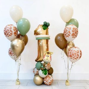 30pcs Jungle Safari Animal Number Balloons Set Kids 1 2 3 Years Birthday Party Decorations Wild