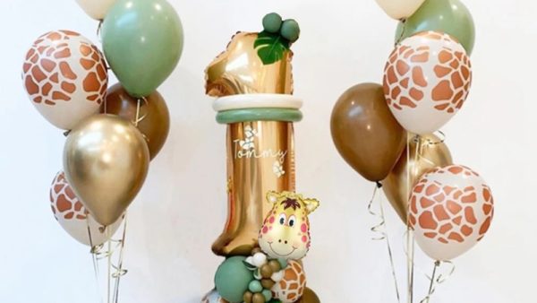 30pcs Jungle Safari Animal Number Balloons Set Kids 1 2 3 Years Birthday Party Decorations Wild