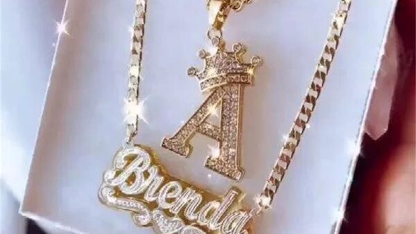 3D Nameplate Two Color Necklace For Women Personalized Double Layer Necklaces With Heart Customized Name Stainless