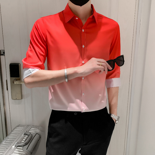 4XL M Spring Summer New Fashion Gradient Color Chemise Homme All Match Slim Fit Casual Prom 1.jpg 640x640 1