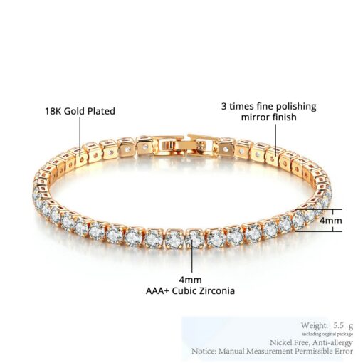 4mm Cubic Zirconia Tennis Bracelet Iced Out Chain Bracelets For Women Men Gold Silver Color Men 2