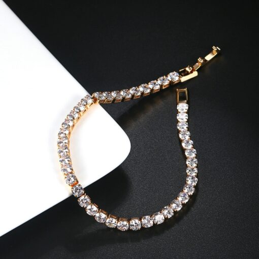 4mm Cubic Zirconia Tennis Bracelet Iced Out Chain Bracelets For Women Men Gold Silver Color Men 3