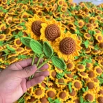 5 10PCSKnitt Artificial Sunflower Finished Hand Woven Flower