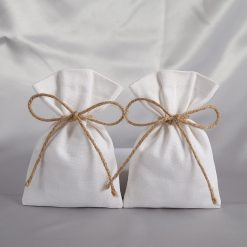 50pcs White Cotton Burlap Bucket Jewelry Organizer Gift Small Bag 9X12cm Christmas Party Wedding Favor Candy