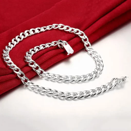 925 Sterling Silver 10MM solid heavy Chain Bracelet necklace Jewelry set for men 20 22 24 4
