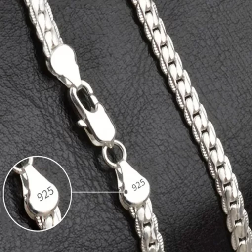 925 Sterling Silver 6mm Side Chain 8 18 20 22 24 Inch Necklace For Woman Men 1