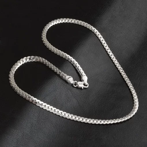 925 Sterling Silver 6mm Side Chain 8 18 20 22 24 Inch Necklace For Woman Men 4