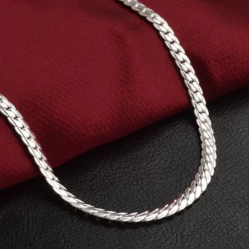 925 Sterling Silver 6mm Side Chain 8 18 20 22 24 Inch Necklace For Woman Men 5