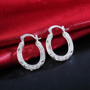 925 Sterling Silver Carving Flower Woman Small Hoop Earrings Wedding Party Charm Fashion Jewelry 2021 Gifts 1