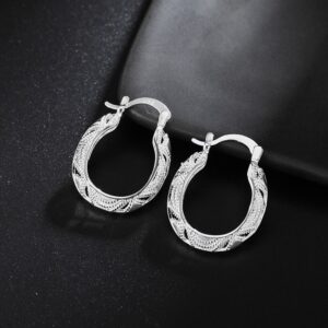 925 Sterling Silver Carving Flower Woman Small Hoop Earrings Wedding Party Charm Fashion Jewelry 2021 Gifts 2