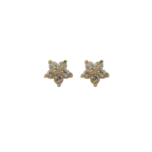 925 Sterling Silver Plated 14k Gold Pav Crystal Five pointed Star Earrings Women Simple Fashion Wedding 4
