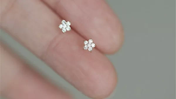 925 Sterling Silver Plated 14k Gold Pav Crystal Five pointed Star Earrings Women Simple Fashion Wedding