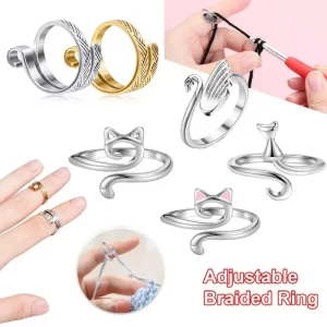 Adjustable Yarn Ring with Cat Ears | Beginner Knitting Crocheting Tension Regulator Tool