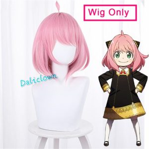 Adults Kids Anime SPY FAMILY Anya Forger Cosplay Costume Black Dress Girls Uniform Pink Wig Hairpin jpg x