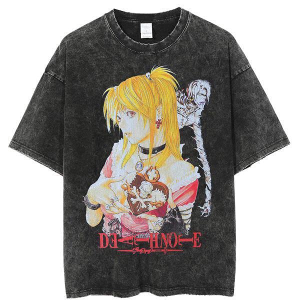 Anime Graphic TShirt Men 100 Cotton Hip Hop Vintage Washed Oversized T Shirts Harajuku Streetwear Tees