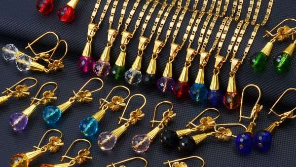 Anniyo Hawaiian Bead Ball Jewelry sets Pendant Necklaces Crystal Flower Earrings Guam Micronesia Chuuk Pohnpei 253606