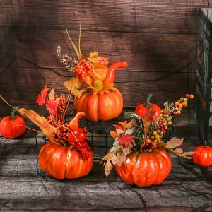 Artificial Pumpkins Maple Leaf Pomegranate Table Home Decor House Prop Autumn Harvest Thanksgiving Halloween Party Decor