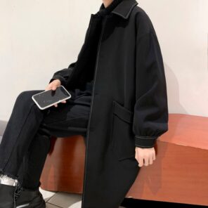 Autumn Black Trench Coat Men s Fashion Casual Long Coat Men Streetwear Korean Loose Oversize Windbreaker.jpg 640x640