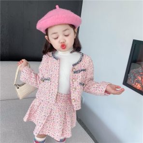 Autumn New Fashion Baby Girls Clothing Set Elegant Jackets Skirts 2Pcs Suits Kids Girls Birthday Party
