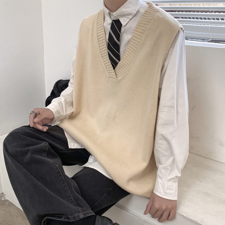 Autumn Sweater Vest Men s Fashion Retro Casual Knitted Pullover Men Wild Loose Korean Knitting Sweaters 2