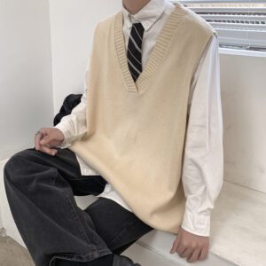 Autumn Sweater Vest Men s Fashion Retro Casual Knitted Pullover Men Wild Loose Korean Knitting Sweaters 3.jpg 640x640 3