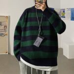 Autumn Winter Knitted Striped Sweater Women Casual Oversized