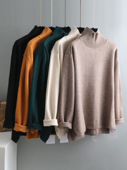 Autumn Winter basic oversize thick Sweater pullovers Women loose cashmere turtleneck Sweater Pullover female Long