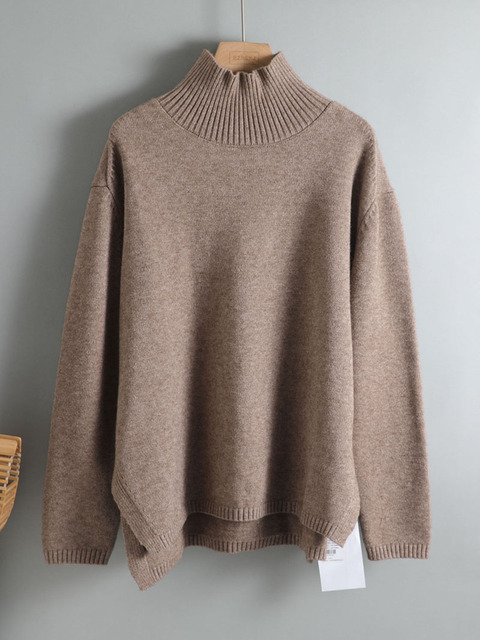 Autumn Winter basic oversize thick Sweater pullovers Women 2021 loose cashmere turtleneck Sweater Pullover female Long 3.jpg 640x640 3