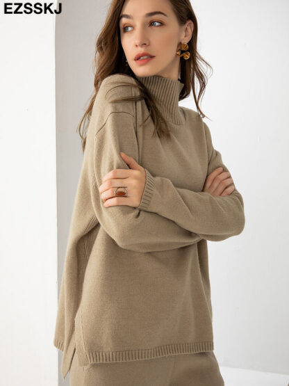 Autumn Winter basic oversize thick Sweater pullovers Women loose cashmere turtleneck Sweater Pullover female Long