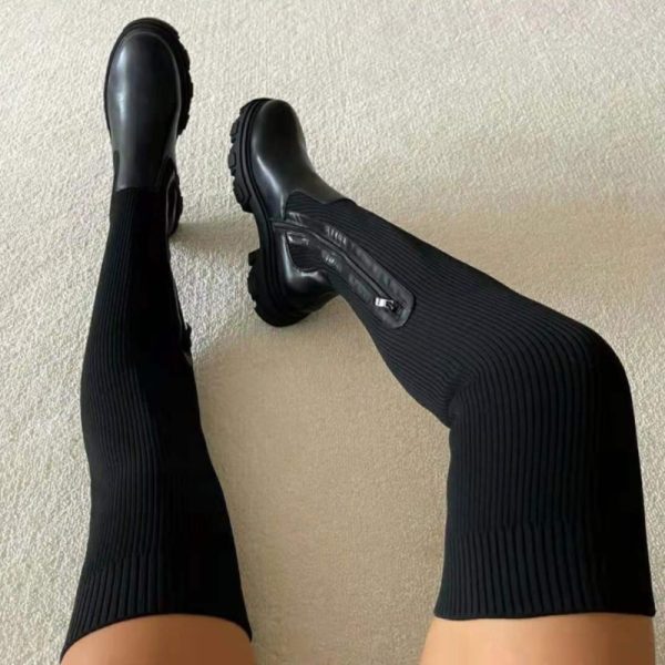 Autumn and Winter Boots Shoes Ladies Thick 2022 Winter Over the knee Thick soled Stitching Socks