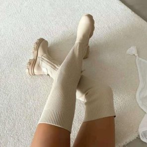 Autumn and Winter Boots Shoes Ladies Thick 2022 Winter Over the knee Thick soled Stitching Socks.jpg 640x640