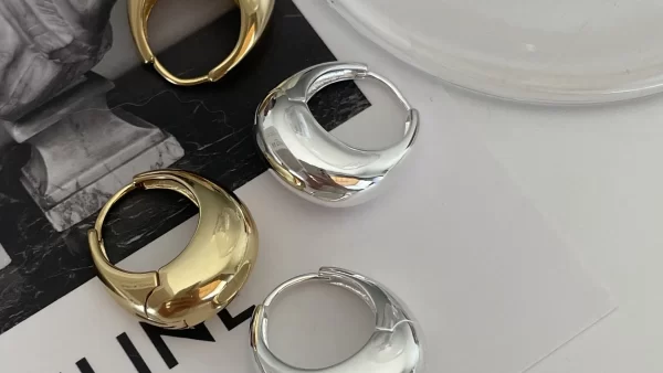 BF CLUB 925 Sterling Silver Round Gold Earrings For Women Girl Sexy Fashion Trendy Jewelry Gift