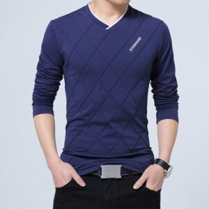 BROWON 2022 Fashion Men T shirt Slim Fit Custom T shirt Crease Design Long Stylish Luxury 1.jpg 640x640 1