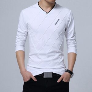 BROWON 2022 Fashion Men T shirt Slim Fit Custom T shirt Crease Design Long Stylish Luxury 4.jpg 640x640 4