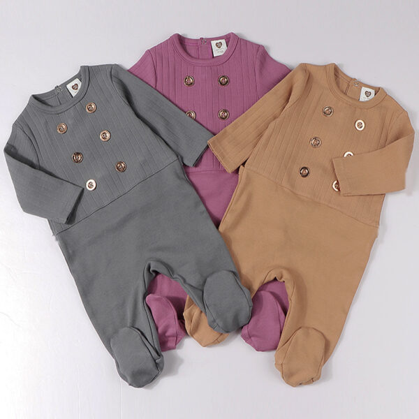 Baby rompers cotton ribbed kids clothes long sleeves baby overalls gold buttons children baby boys clothes 2