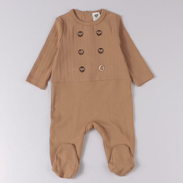 Baby rompers cotton ribbed kids clothes long sleeves baby overalls gold buttons children baby boys clothes 3