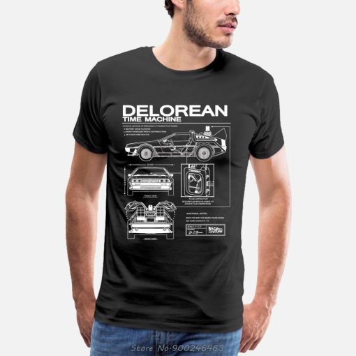 Back To The Future Delorean Schematic T Shirt Print TShirt Men Motorcycle Cotton T Shirt Summer