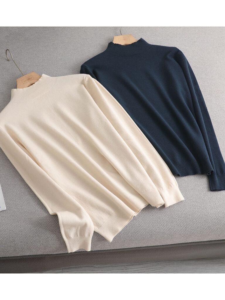 Basic Loose soft solid color turtleneck Sweater Pullover Women Casual Long Sleeve chic bottom Sweater Female 2