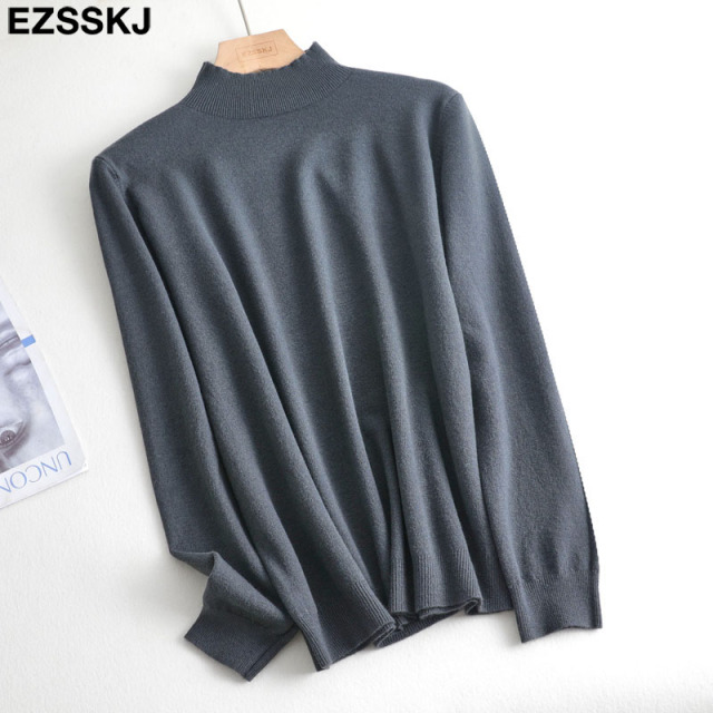 Basic Loose soft solid color turtleneck Sweater Pullover Women Casual Long Sleeve chic bottom Sweater Female 2.jpg 640x640 2