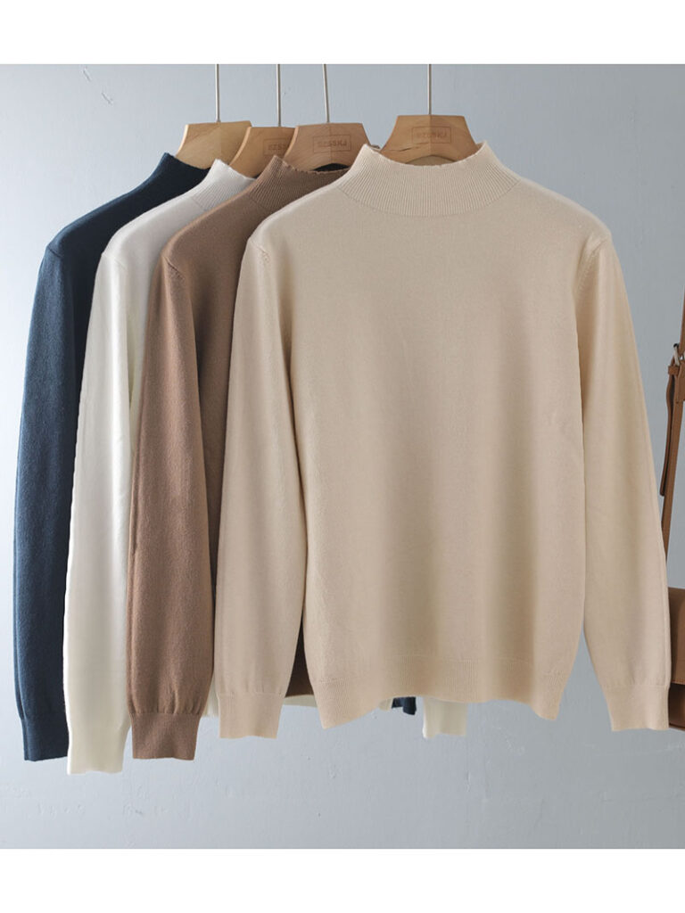 Basic Loose soft solid color turtleneck Sweater Pullover Women Casual Long Sleeve chic bottom Sweater Female 3