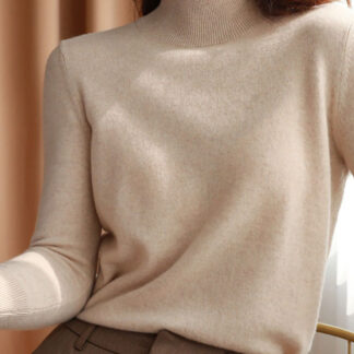 Basic Loose soft solid color turtleneck Sweater Pullover Women Casual Long Sleeve chic bottom Sweater Female