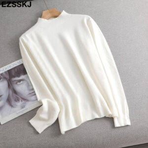 Basic Loose soft solid color turtleneck Sweater Pullover Women Casual Long Sleeve chic bottom Sweater Female 5.jpg 640x640 5
