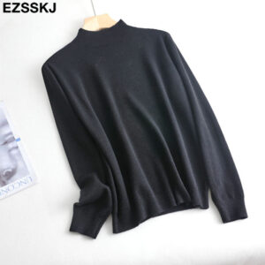 Basic Loose soft solid color turtleneck Sweater Pullover Women Casual Long Sleeve chic bottom Sweater Female.jpg x
